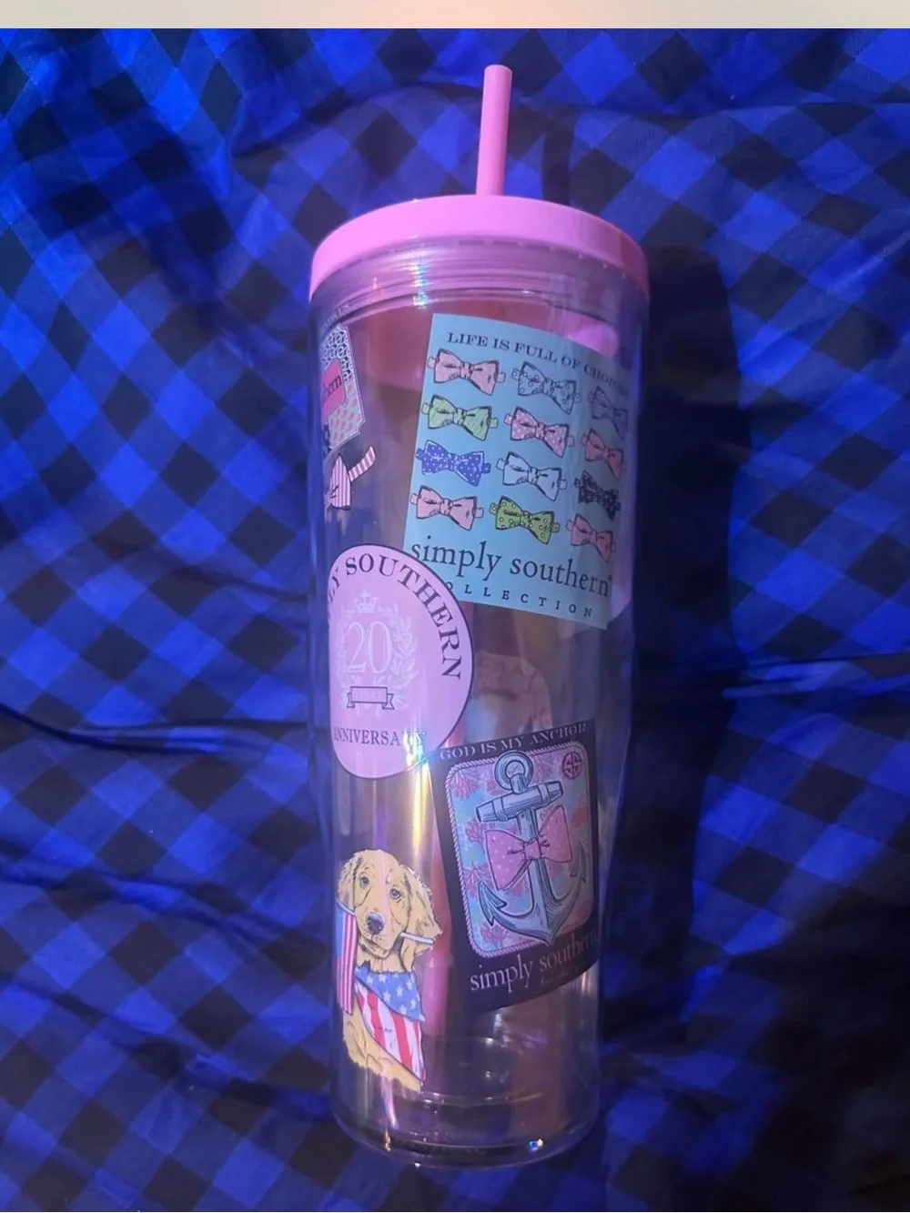 Simply Southern Pink Sticker Tumbler with Graphic Decals NWT
